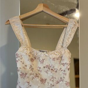 Princess Polly Cream and Pink Floral Top